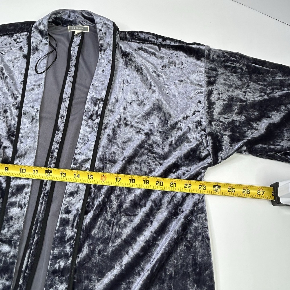 Anthropologie Pleione Crushed Velvet Open Front Kimono Duster Womens Small Gray - Picture 5 of 9